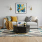 35" Black And Gold Faux Marble Hexagon Drum Coffee Table