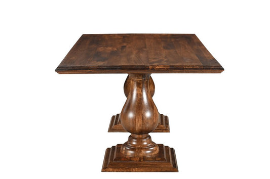 75" Dark Brown Wood Double Pedestal Base Dining Table