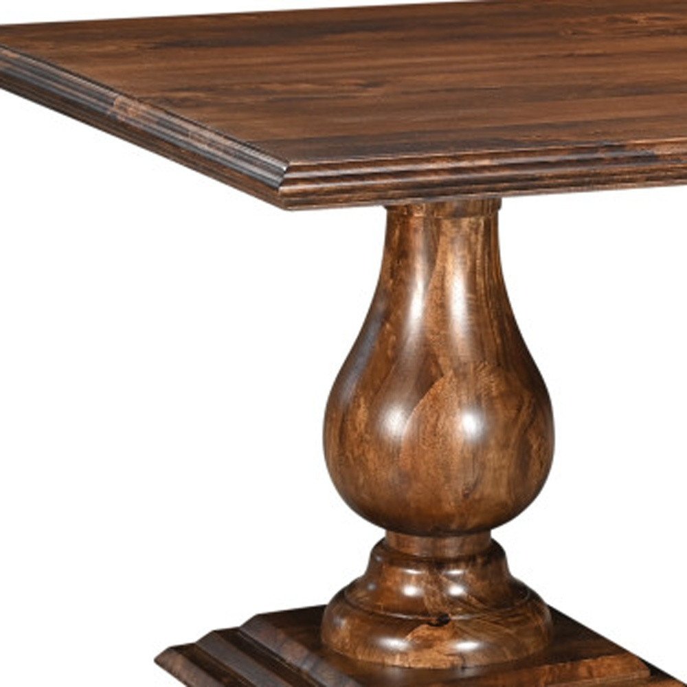 75" Dark Brown Wood Double Pedestal Base Dining Table