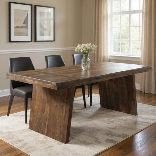 75" Dark Brown Solid Wood Live Edge Dining Table