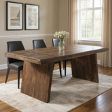 75" Dark Brown Solid Wood Live Edge Dining Table