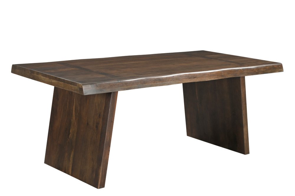 75" Dark Brown Solid Wood Live Edge Dining Table