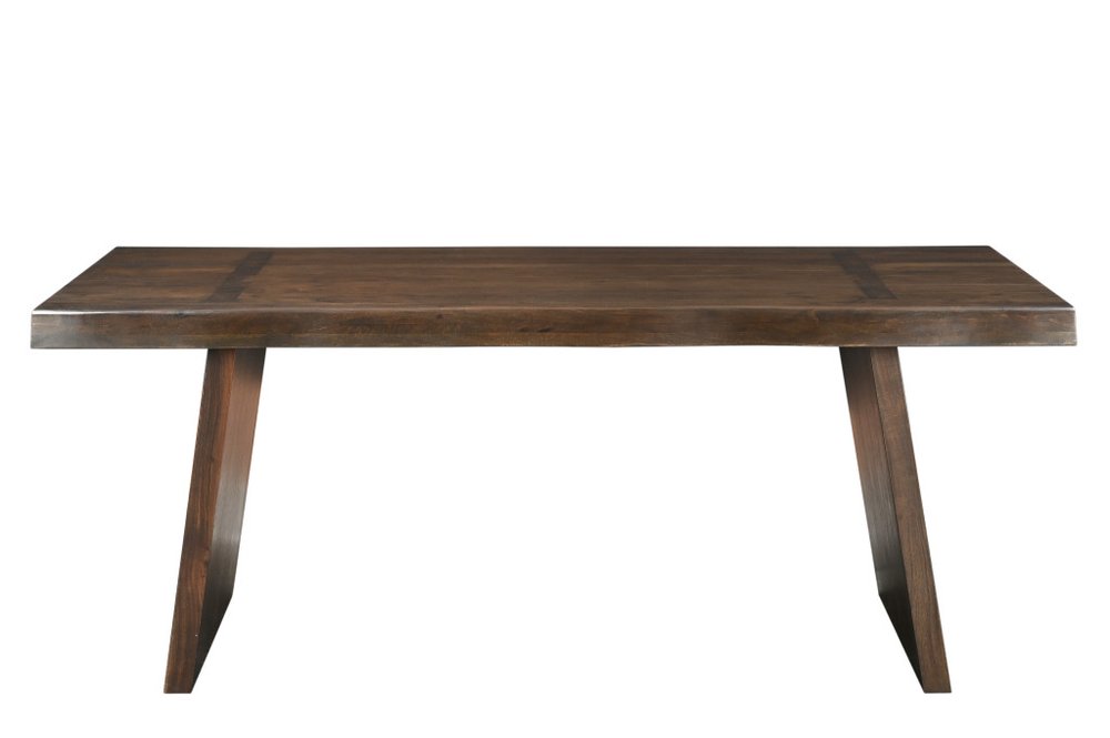 75" Dark Brown Solid Wood Live Edge Dining Table