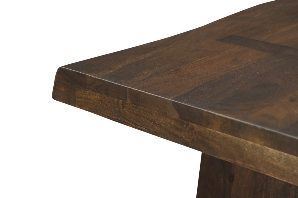 75" Dark Brown Solid Wood Live Edge Dining Table