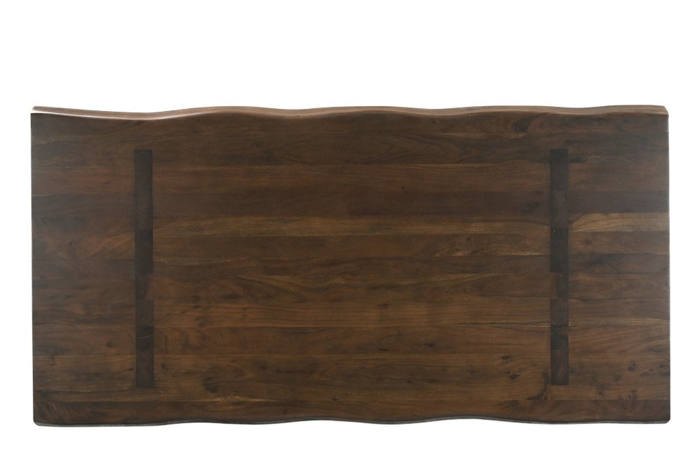75" Dark Brown Solid Wood Live Edge Dining Table