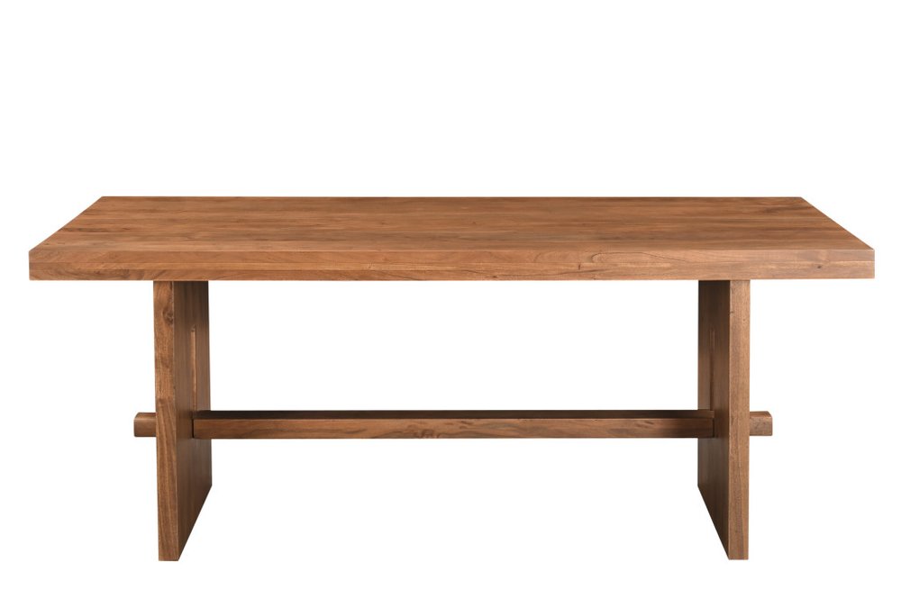 75" Brown Solid Wood Trestle Base Dining Table