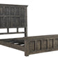 Brown Carved Geometric Distressed Solid Wood Queen Bed Frame