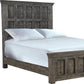 Brown Carved Geometric Distressed Solid Wood Queen Bed Frame