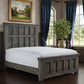 Brown Carved Geometric Distressed Solid Wood Queen Bed Frame