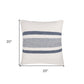 20" Navy and White Striped Throw Pillow With Ruffle
