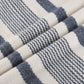 20" Navy and White Striped Throw Pillow With Ruffle