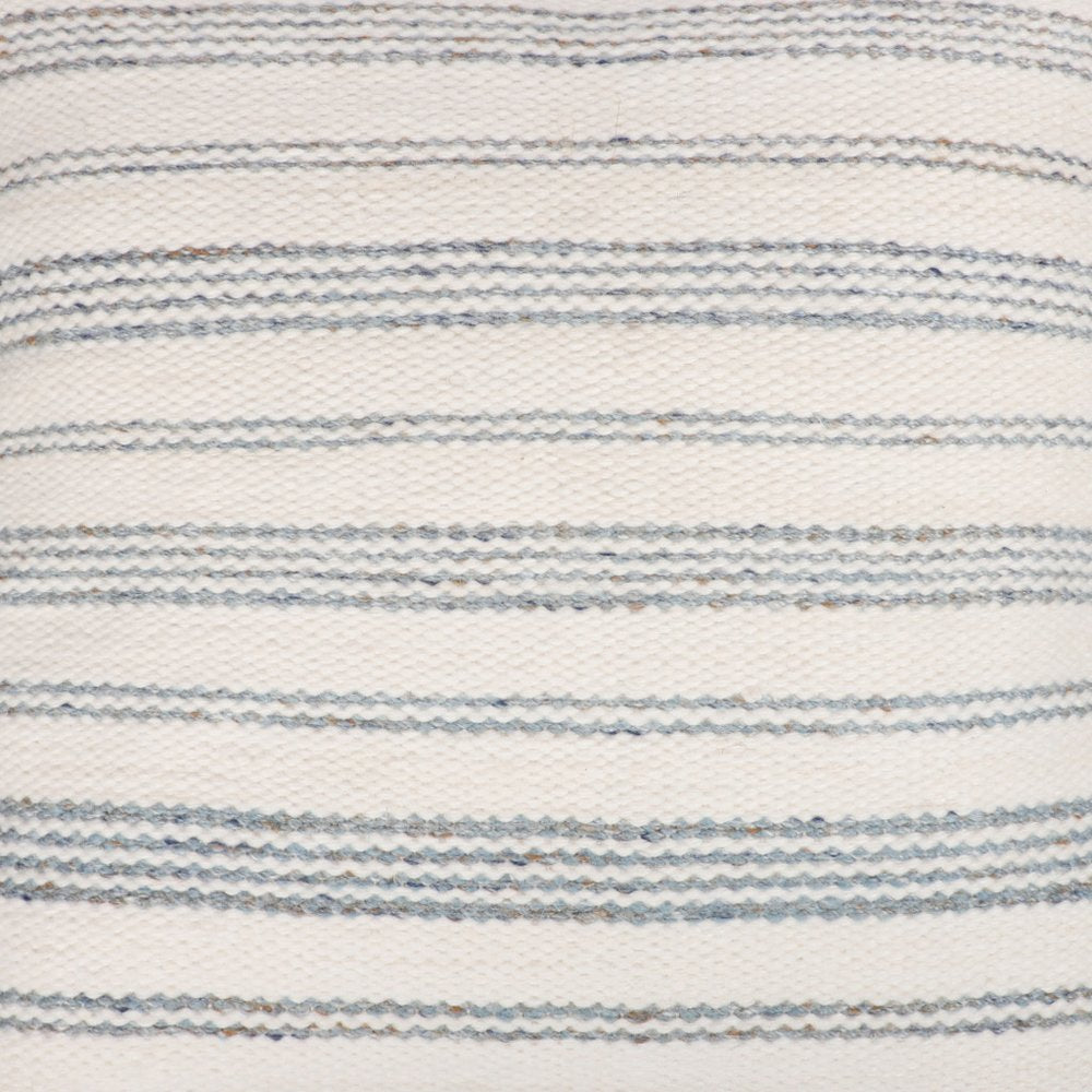 20" Navy and White Striped Throw Pillow With Ruffle