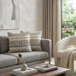 Set of Two Beige Striped Cotton Throw Pillow With Fringe