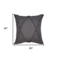 Set of Two Dark Gray Diamond Cotton Throw Pillow With Fringe