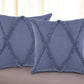 Set of Two Dark Gray Diamond Cotton Throw Pillow With Fringe