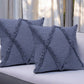 Set of Two Dark Gray Diamond Cotton Throw Pillow With Fringe