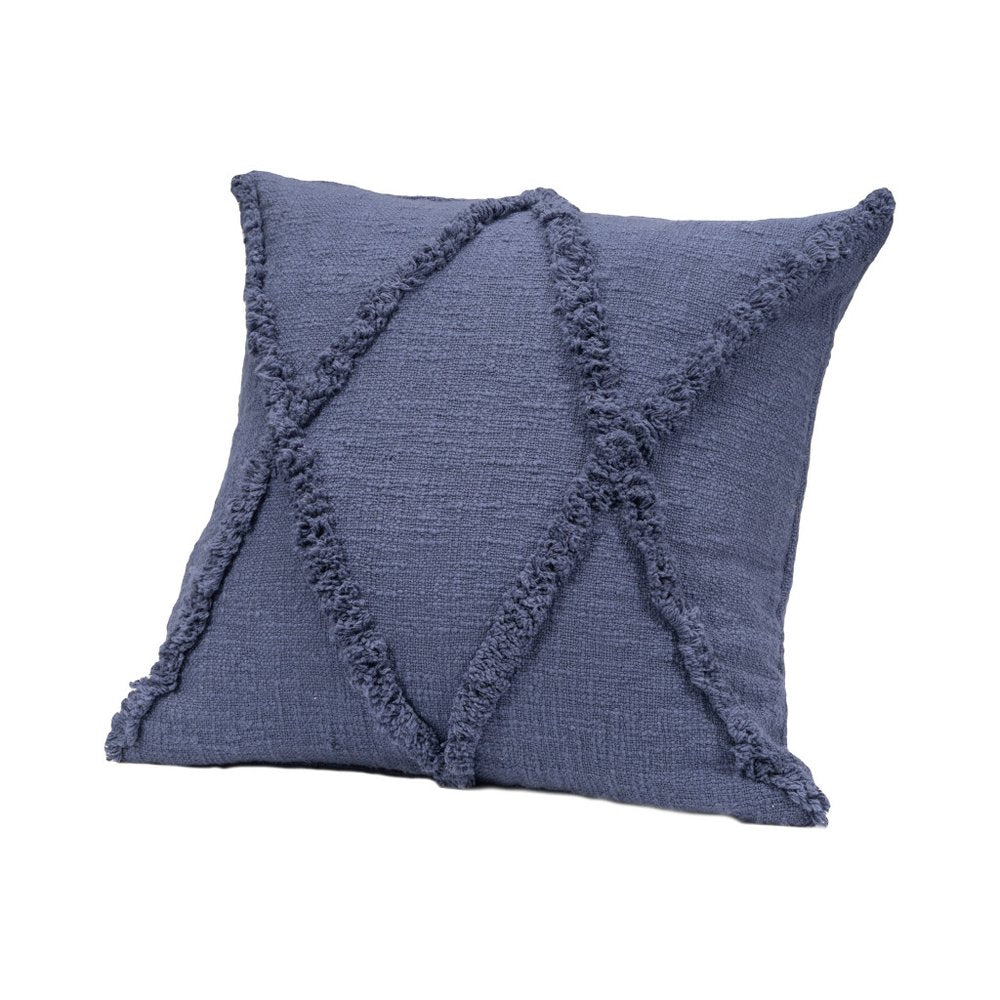 Set of Two Dark Gray Diamond Cotton Throw Pillow With Fringe