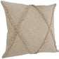 Set of Two Taupe and Brown Diamond Cotton Throw Pillow With Fringes