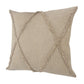 Set of Two Taupe and Brown Diamond Cotton Throw Pillow With Fringes
