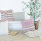Set of Two Pink Striped Cotton Throw Pillows With Fringe