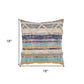 Set of Two Blue Striped Cotton Throw Pillow With Fringe
