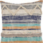 Set of Two Blue Striped Cotton Throw Pillow With Fringe