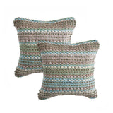 Set of Two 18" Black Gray and Ivory Striped Cotton Blend Throw Pillows with Texture