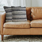 Set of Two 18" Beige Blue and Green Striped Cotton Blend Throw Pillows
