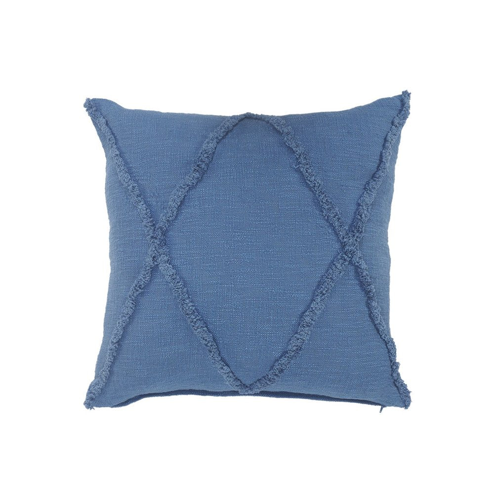 Set of Two Dark Gray Diamond Cotton Throw Pillow With Fringe