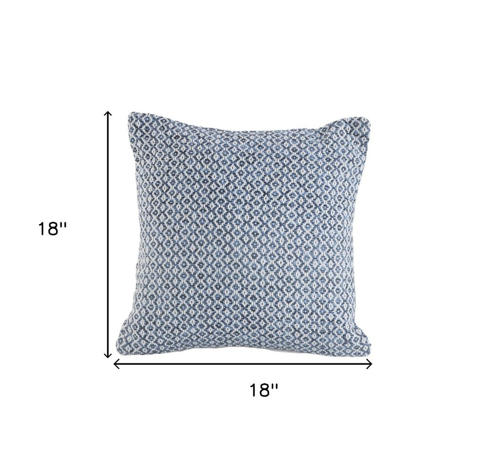 Set of Two Blue Chevron Cotton Throw Pillows