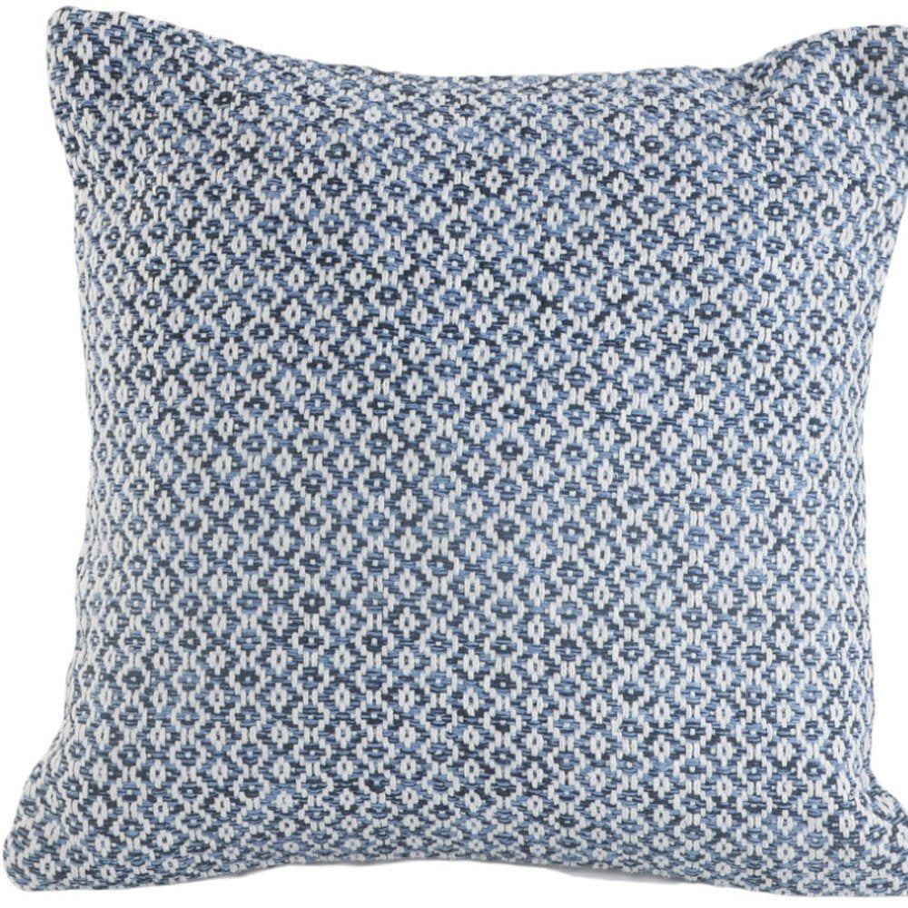 Set of Two Blue Chevron Cotton Throw Pillows