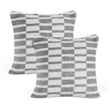 Set of Two 18" Gray Geometric Cotton Throw Pillows