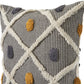 Set of Two 20" Black And Yellow Striped Cotton Throw Pillows with Fringe