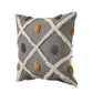 Set of Two 20" Black And Yellow Striped Cotton Throw Pillows with Fringe