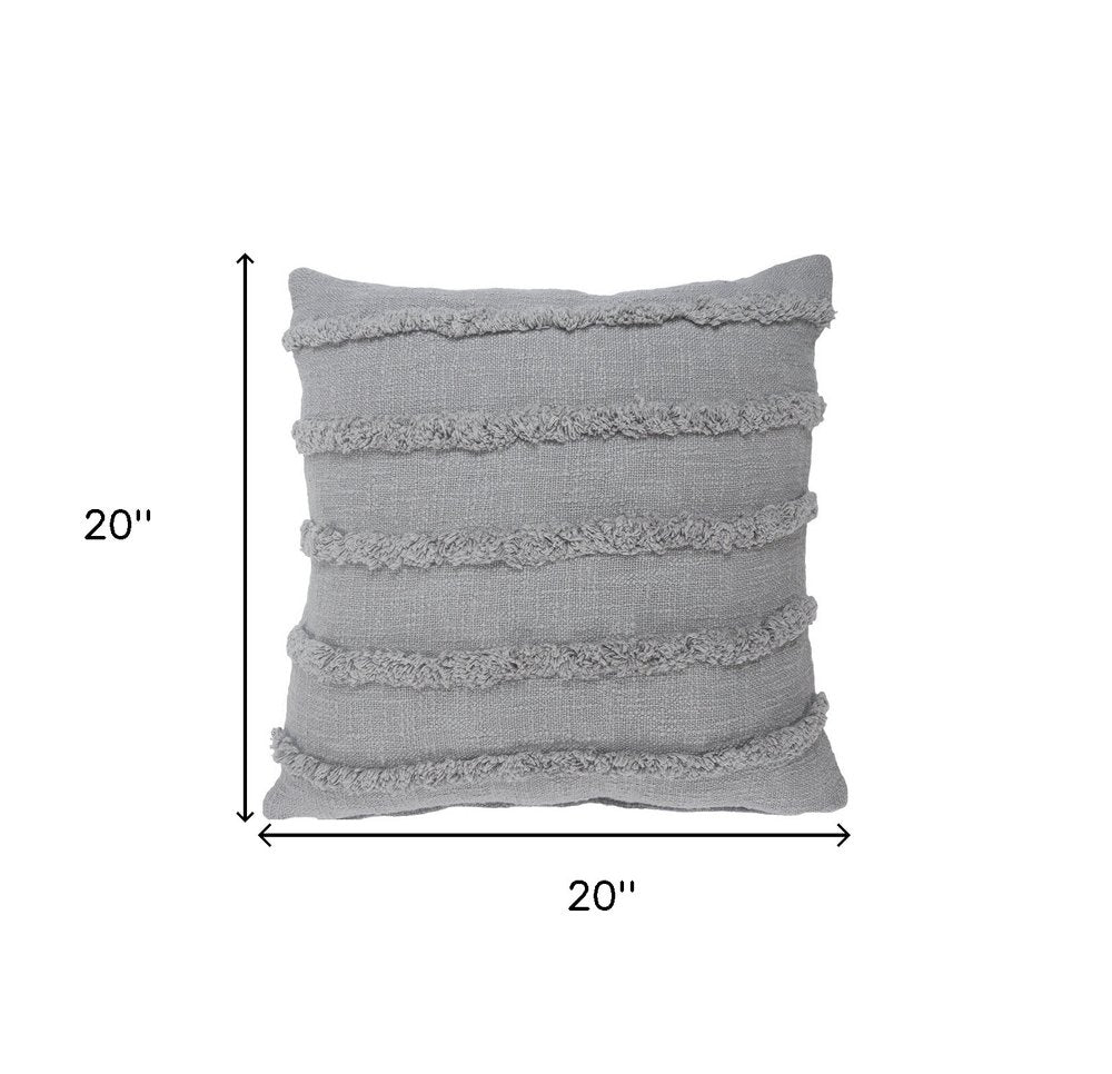 Set of Two Pink Ribbed Cotton Throw Pillows With Fringe