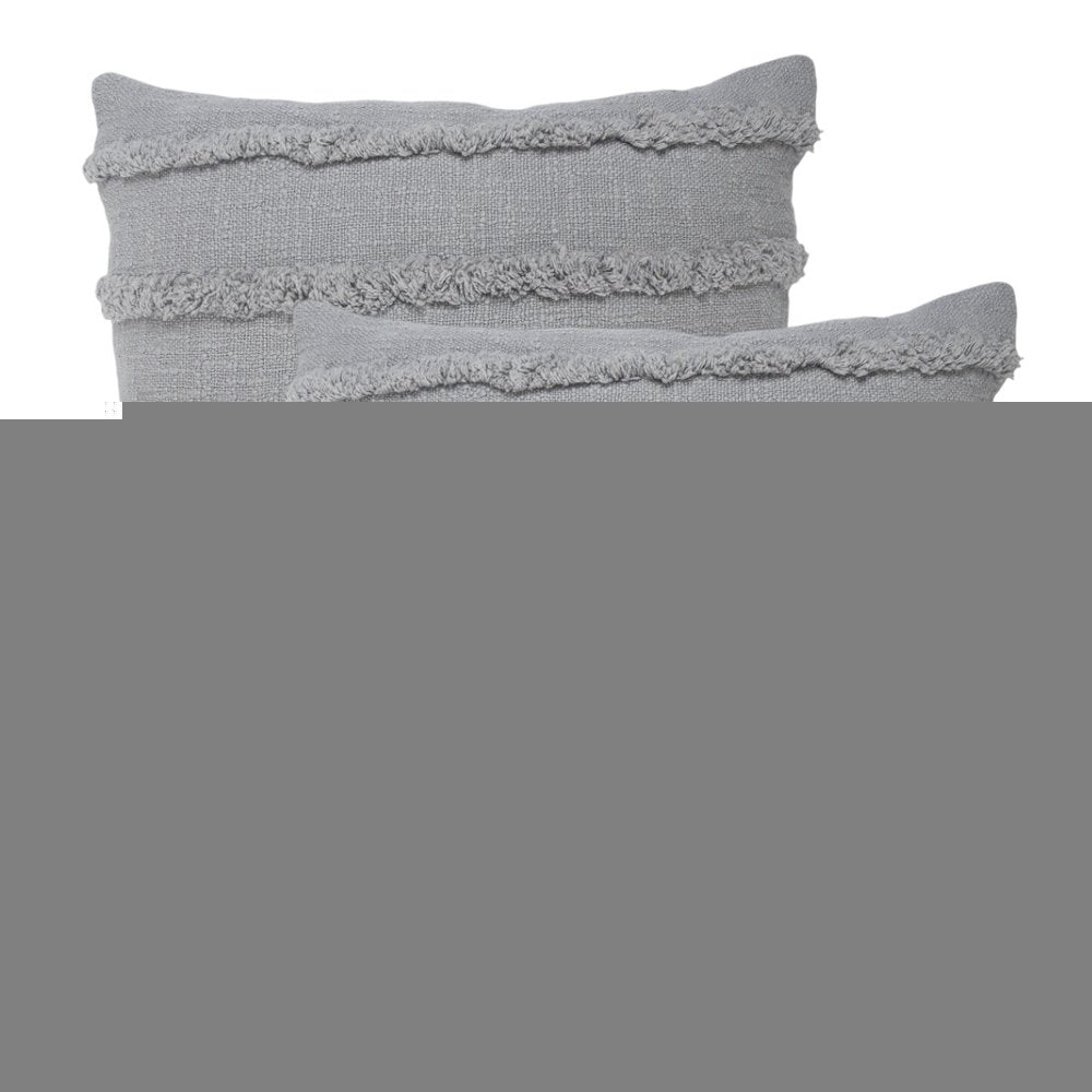 Set of Two Pink Ribbed Cotton Throw Pillows With Fringe