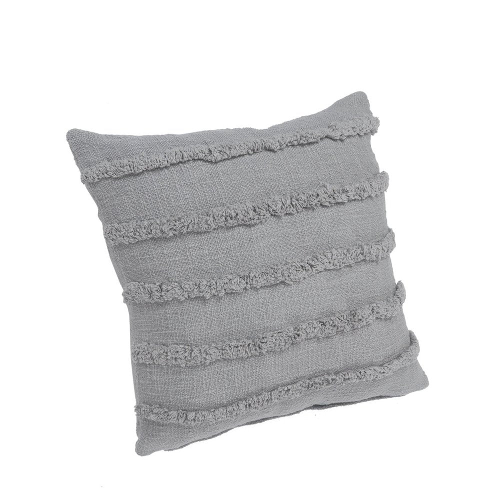Set of Two Pink Ribbed Cotton Throw Pillows With Fringe