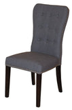 Set of Two Gray and Brown Fabric And Wood Dining Side Chairs