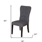 Set of Two Gray and Brown Fabric And Wood Dining Side Chairs
