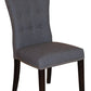 Set of Two Gray and Brown Fabric And Wood Dining Side Chairs