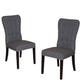 Set of Two Gray and Brown Fabric And Wood Dining Side Chairs