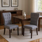 Set of Two Gray and Brown Fabric And Wood Dining Side Chairs