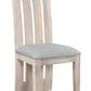 Set of Two Gray and Natural Fabric And Wood Slat Back Dining Side Chairs