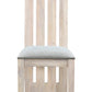 Set of Two Gray and Natural Fabric And Wood Slat Back Dining Side Chairs