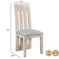 Set of Two Gray and Natural Fabric And Wood Slat Back Dining Side Chairs