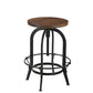Brown and Black Solid Wood and Metal Backless Adjustable Height Swivel Bar Chair