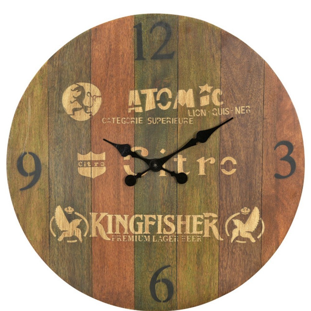 24" Brown Solid Wood Silent Analog Round Wall Clock