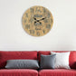 24" Natural Distressed Solid Wood Silent Analog Round Wall Clock