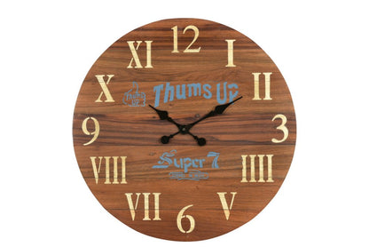 24" Brown Solid Wood Silent Analog Round Wall Clock