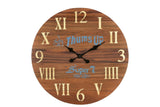 24" Brown Solid Wood Silent Analog Round Wall Clock